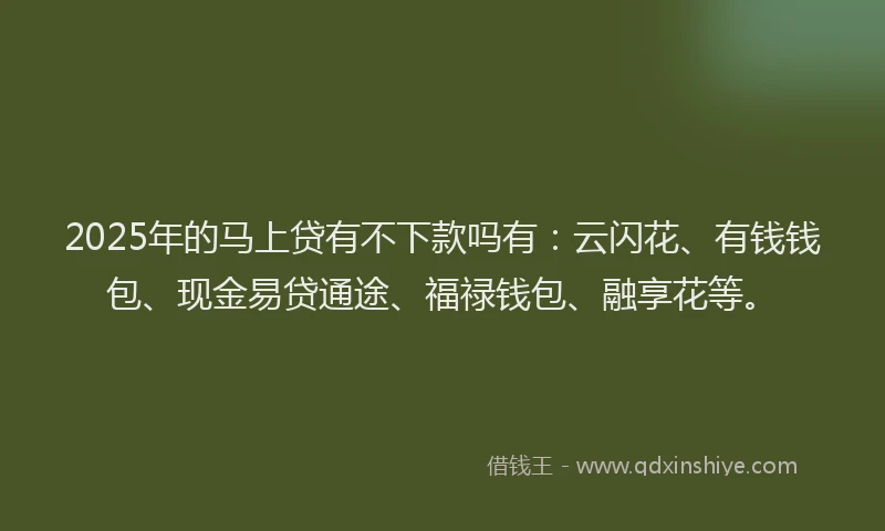 2025年的马上贷有不下款吗有：云闪花、有钱钱包、现金易贷通途、福禄钱包、融享花等。