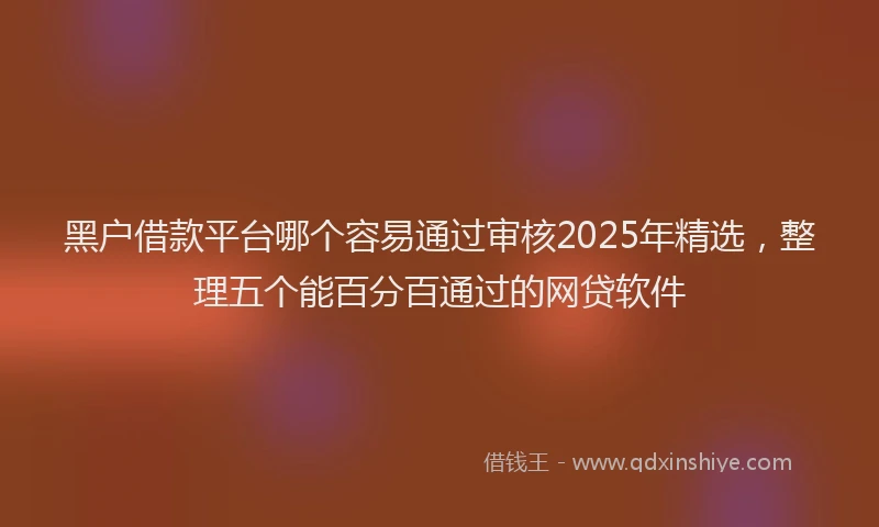 黑户借款平台哪个容易通过审核2025年精选，整理五个能百分百通过的网贷软件