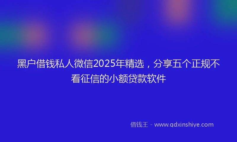 黑户借钱私人微信2025年精选，分享五个正规不看征信的小额贷款软件