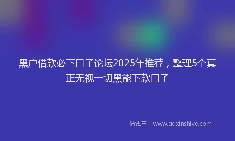 黑户借款必下口子论坛2025年推荐，整理5个真正无视一切黑能下款口子