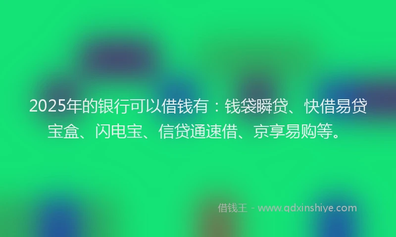 2025年的银行可以借钱有：钱袋瞬贷、快借易贷宝盒、闪电宝、信贷通速借、京享易购等。