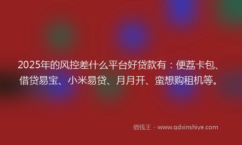 2025年的风控差什么平台好贷款有：便荔卡包、借贷易宝、小米易贷、月月开、蛮想购租机等。