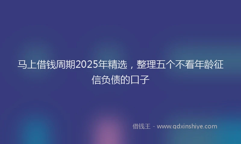 马上借钱周期2025年精选，整理五个不看年龄征信负债的口子