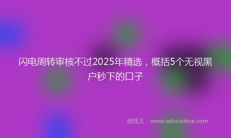 闪电周转审核不过2025年精选，概括5个无视黑户秒下的口子