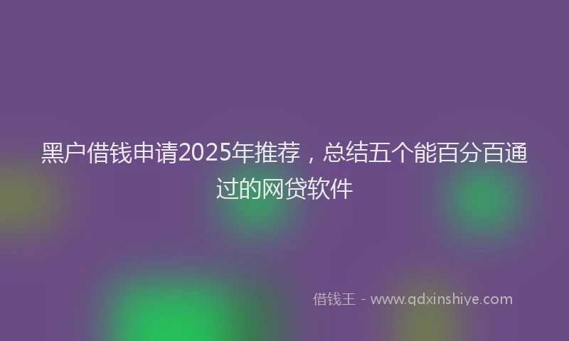 黑户借钱申请2025年推荐，总结五个能百分百通过的网贷软件