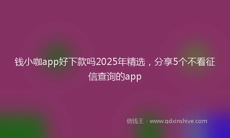 钱小咖app好下款吗2025年精选，分享5个不看征信查询的app