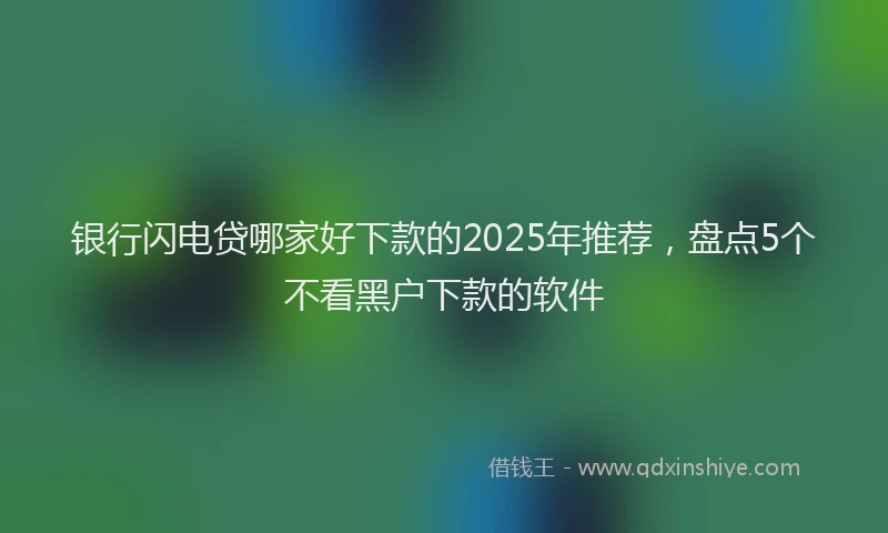 银行闪电贷哪家好下款的2025年推荐，盘点5个不看黑户下款的软件