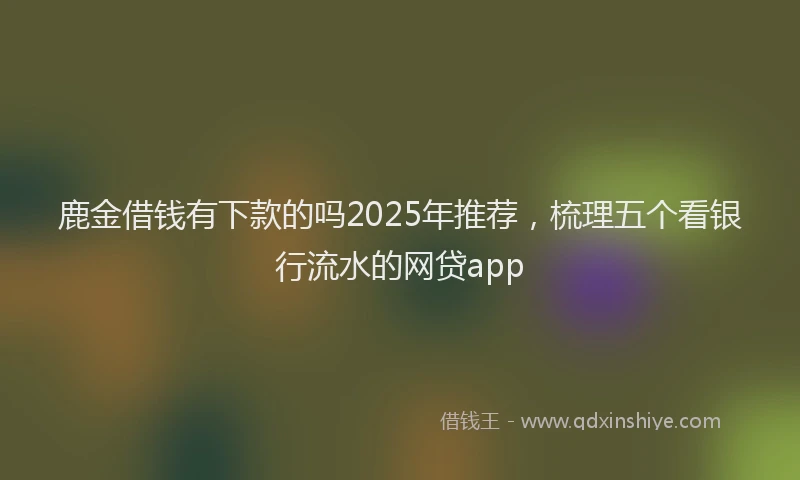 鹿金借钱有下款的吗2025年推荐，梳理五个看银行流水的网贷app