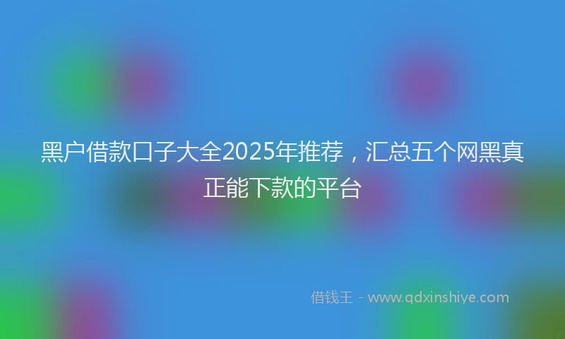 黑户借款口子大全2025年推荐，汇总五个网黑真正能下款的平台