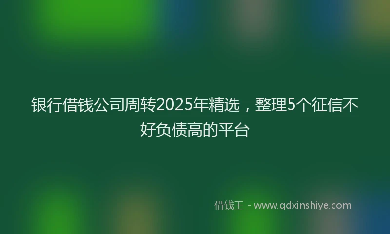 银行借钱公司周转2025年精选，整理5个征信不好负债高的平台