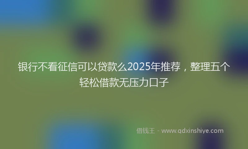 银行不看征信可以贷款么2025年推荐，整理五个轻松借款无压力口子