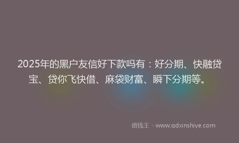 2025年的黑户友信好下款吗有：好分期、快融贷宝、贷你飞快借、麻袋财富、瞬下分期等。