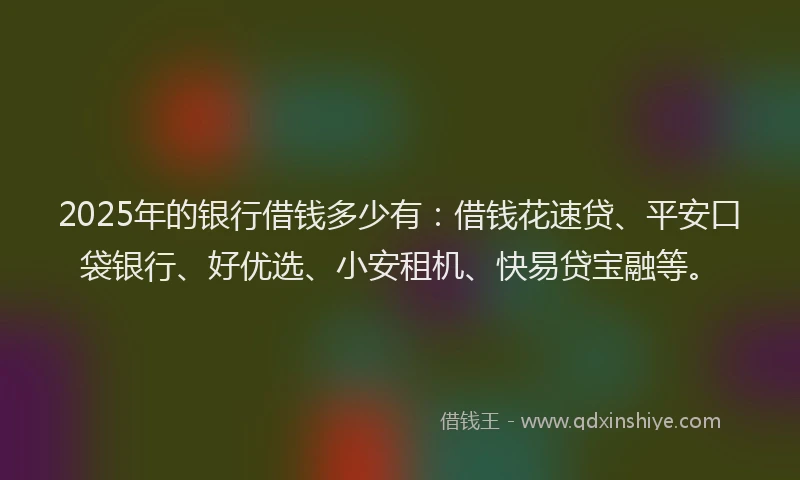 2025年的银行借钱多少有：借钱花速贷、平安口袋银行、好优选、小安租机、快易贷宝融等。