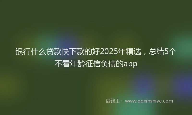银行什么贷款快下款的好2025年精选，总结5个不看年龄征信负债的app