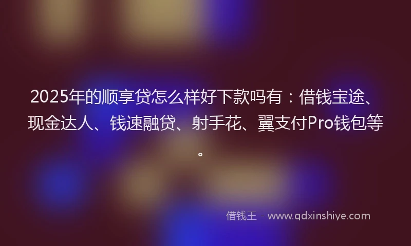 2025年的顺享贷怎么样好下款吗有：借钱宝途、现金达人、钱速融贷、射手花、翼支付Pro钱包等。