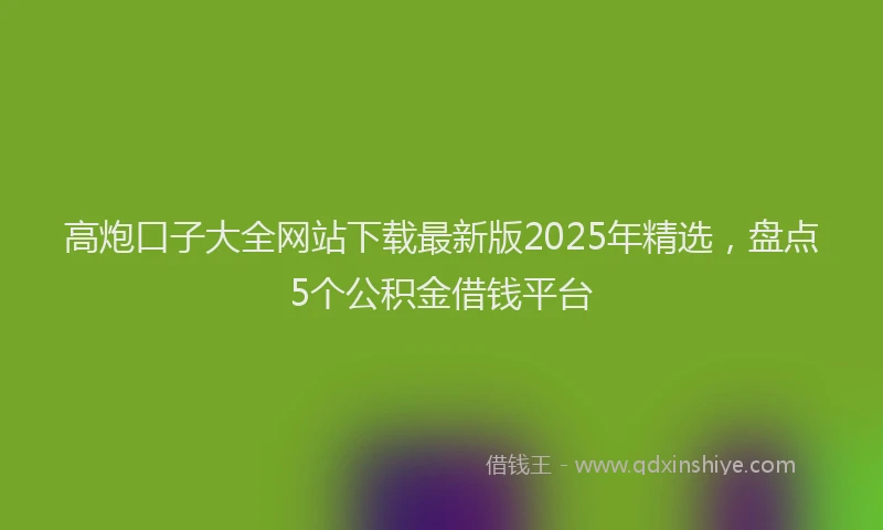 高炮口子大全网站下载最新版2025年精选，盘点5个公积金借钱平台