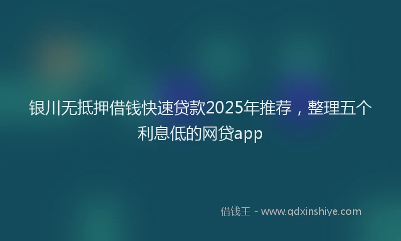 银川无抵押借钱快速贷款2025年推荐，整理五个利息低的网贷app