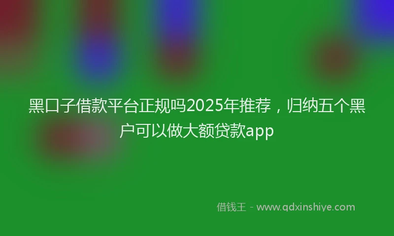 黑口子借款平台正规吗2025年推荐，归纳五个黑户可以做大额贷款app