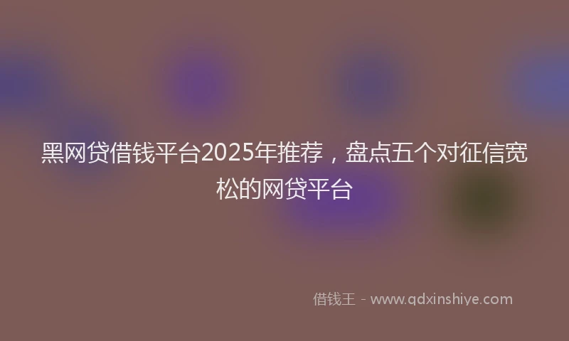 黑网贷借钱平台2025年推荐，盘点五个对征信宽松的网贷平台