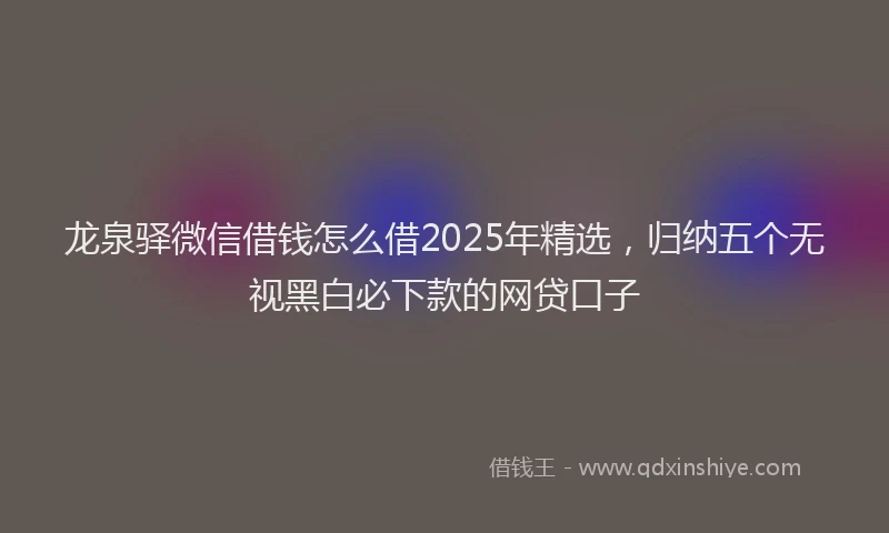 龙泉驿微信借钱怎么借2025年精选，归纳五个无视黑白必下款的网贷口子