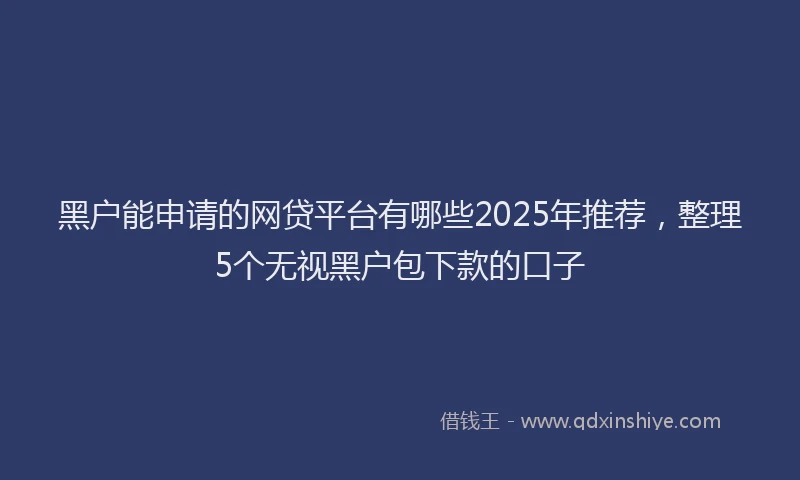 黑户能申请的网贷平台有哪些2025年推荐，整理5个无视黑户包下款的口子