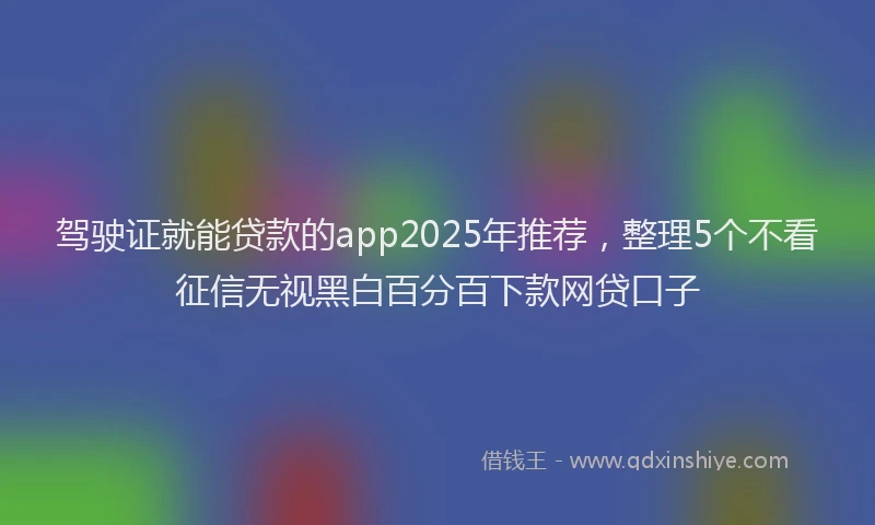 驾驶证就能贷款的app2025年推荐，整理5个不看征信无视黑白百分百下款网贷口子