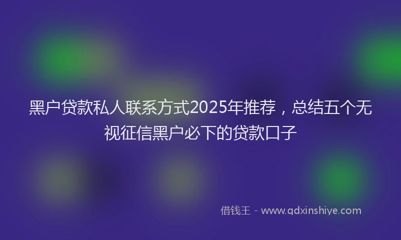 黑户贷款私人联系方式2025年推荐，总结五个无视征信黑户必下的贷款口子