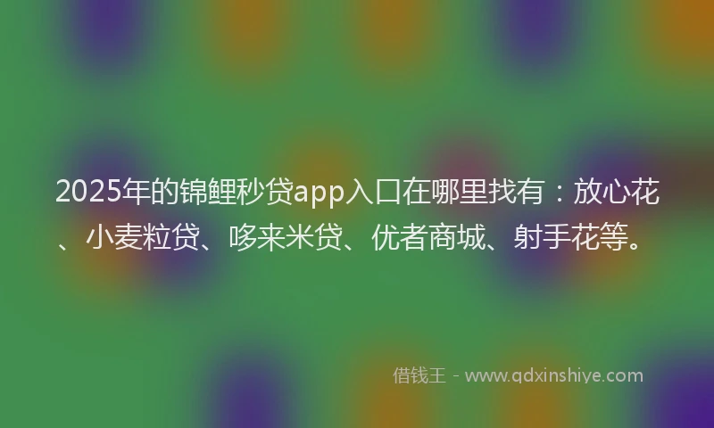 2025年的锦鲤秒贷app入口在哪里找有：放心花、小麦粒贷、哆来米贷、优者商城、射手花等。