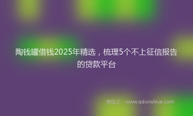 陶钱罐借钱2025年精选，梳理5个不上征信报告的贷款平台