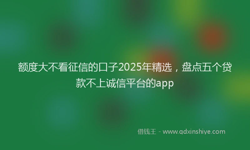 额度大不看征信的口子2025年精选，盘点五个贷款不上诚信平台的app
