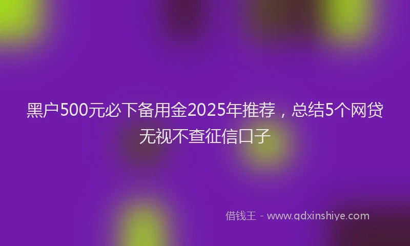 黑户500元必下备用金2025年推荐，总结5个网贷无视不查征信口子