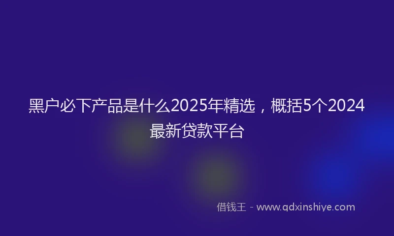 黑户必下产品是什么2025年精选，概括5个2024最新贷款平台