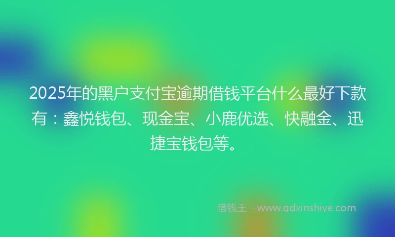 2025年的黑户支付宝逾期借钱平台什么最好下款有：鑫悦钱包、现金宝、小鹿优选、快融金、迅捷宝钱包等。
