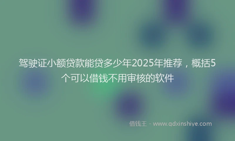 驾驶证小额贷款能贷多少年2025年推荐，概括5个可以借钱不用审核的软件