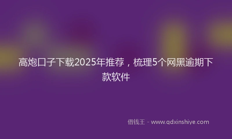 高炮口子下载2025年推荐，梳理5个网黑逾期下款软件