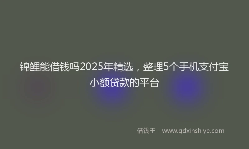锦鲤能借钱吗2025年精选，整理5个手机支付宝小额贷款的平台