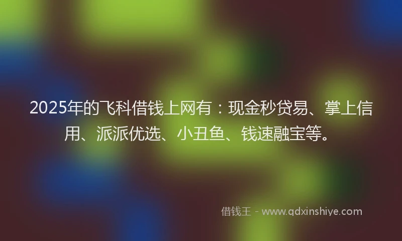 2025年的飞科借钱上网有：现金秒贷易、掌上信用、派派优选、小丑鱼、钱速融宝等。