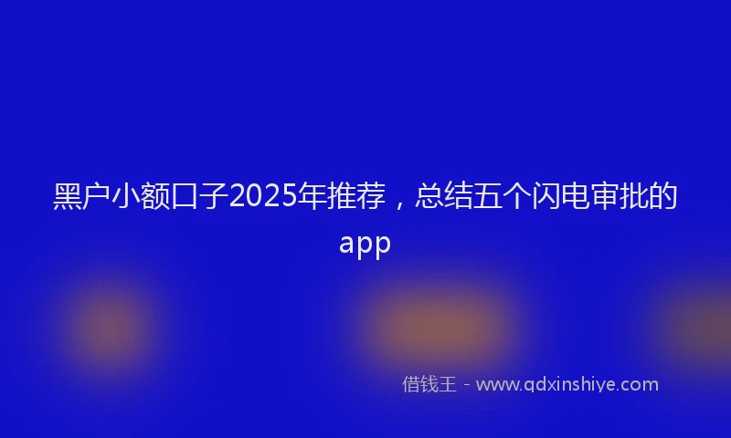黑户小额口子2025年推荐，总结五个闪电审批的app
