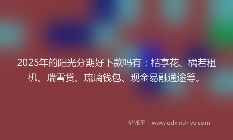 2025年的阳光分期好下款吗有：桔享花、橘若租机、瑞雪贷、琉璃钱包、现金易融通途等。