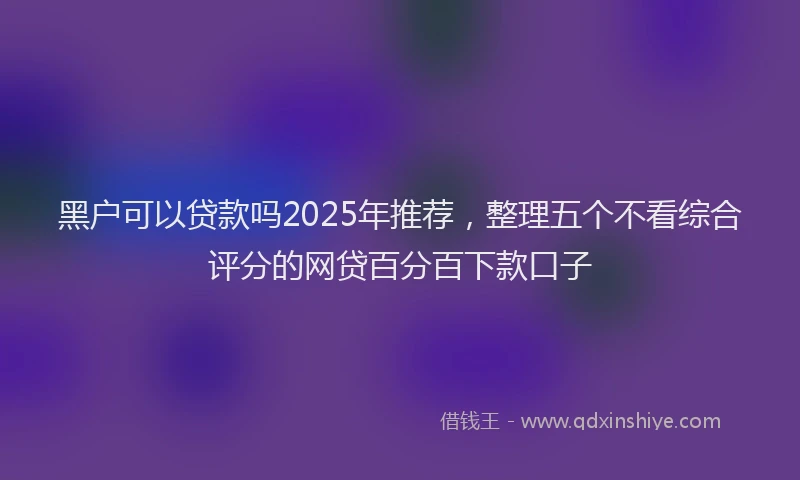 黑户可以贷款吗2025年推荐，整理五个不看综合评分的网贷百分百下款口子
