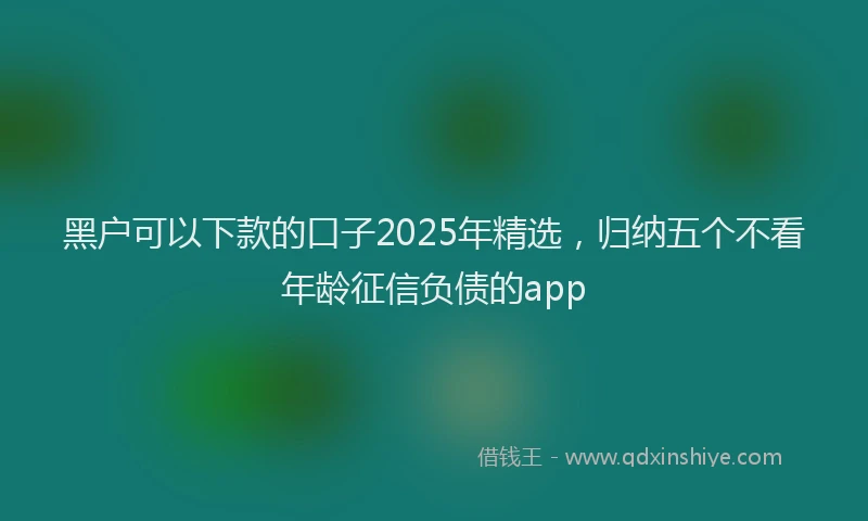 黑户可以下款的口子2025年精选，归纳五个不看年龄征信负债的app