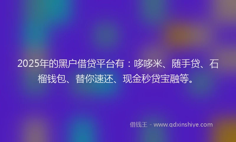 2025年的黑户借贷平台有：哆哆米、随手贷、石榴钱包、替你速还、现金秒贷宝融等。