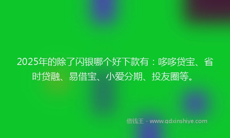 2025年的除了闪银哪个好下款有：哆哆贷宝、省时贷融、易借宝、小爱分期、投友圈等。