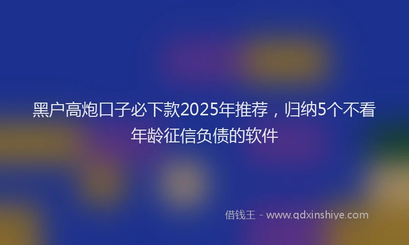 黑户高炮口子必下款2025年推荐，归纳5个不看年龄征信负债的软件