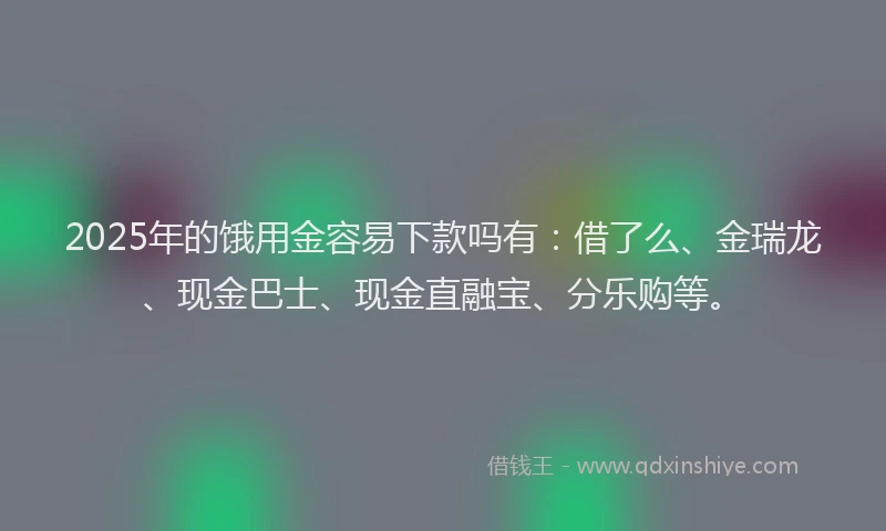 2025年的饿用金容易下款吗有：借了么、金瑞龙、现金巴士、现金直融宝、分乐购等。