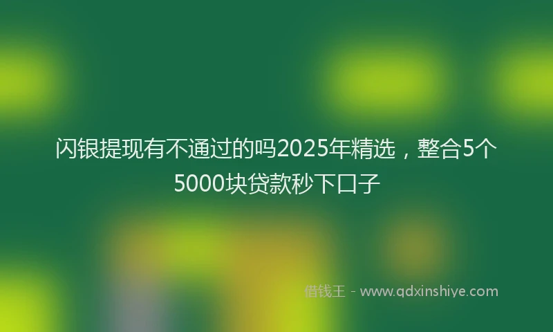 闪银提现有不通过的吗2025年精选，整合5个5000块贷款秒下口子