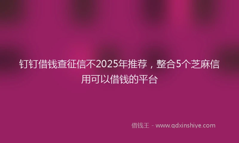 钉钉借钱查征信不2025年推荐，整合5个芝麻信用可以借钱的平台