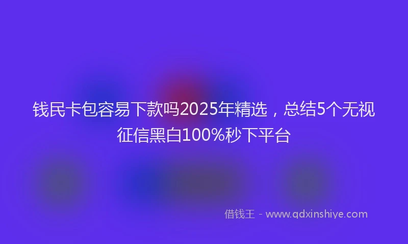 钱民卡包容易下款吗2025年精选，总结5个无视征信黑白100%秒下平台