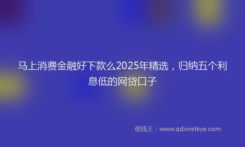 马上消费金融好下款么2025年精选，归纳五个利息低的网贷口子