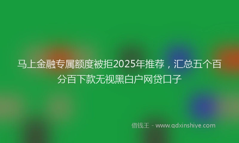 马上金融专属额度被拒2025年推荐，汇总五个百分百下款无视黑白户网贷口子
